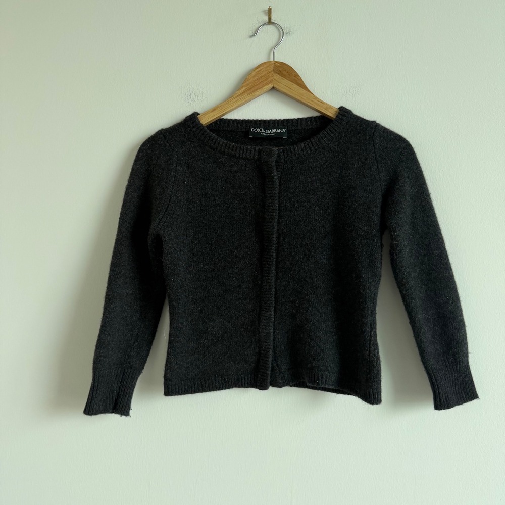 Dolce and Gabanna 3/4 Sleeve Closed Front Virgin Wool Cardigan